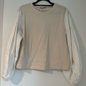 Zara Tan/White Long Sleeve Top.